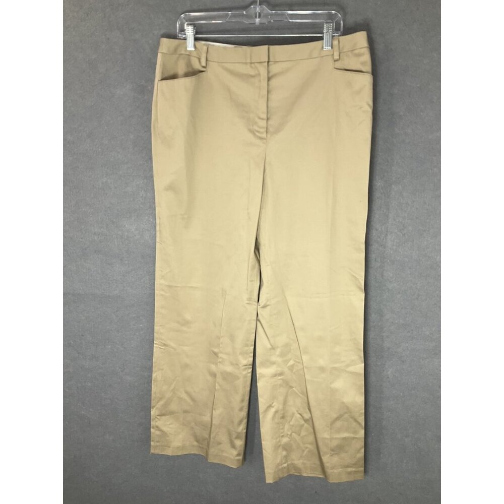 Charter Club Dress Pants Womens Sz 14 Khaki Katherine Classic Fit Cotton Blend